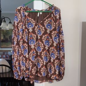 Cato Brown and Blue Paisley Blouse